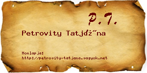 Petrovity Tatjána névjegykártya